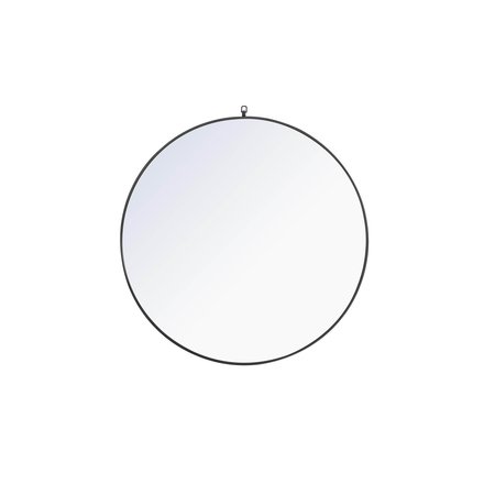 ELEGANT DECOR Metal Frame Round Mirror With Decorative Hook 48 Inch Black Finish MR4067BK